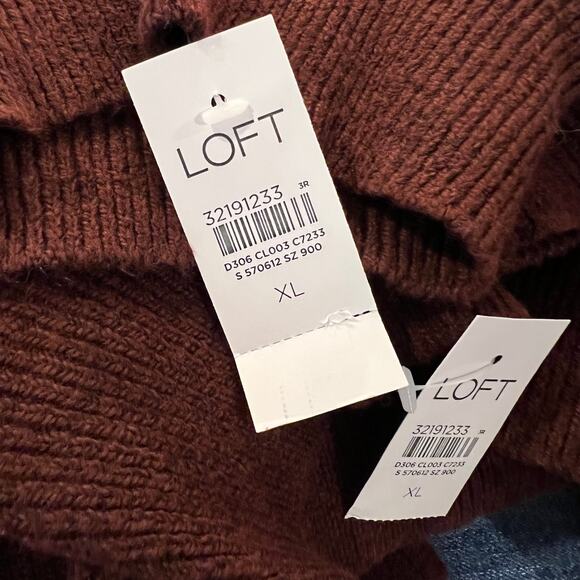 **NWT LOFT Pink and Burgundy Striped Mockneck Tunic Sweater - Picture 8 of 9